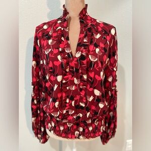 CAbi Floral Ruffle Blouse